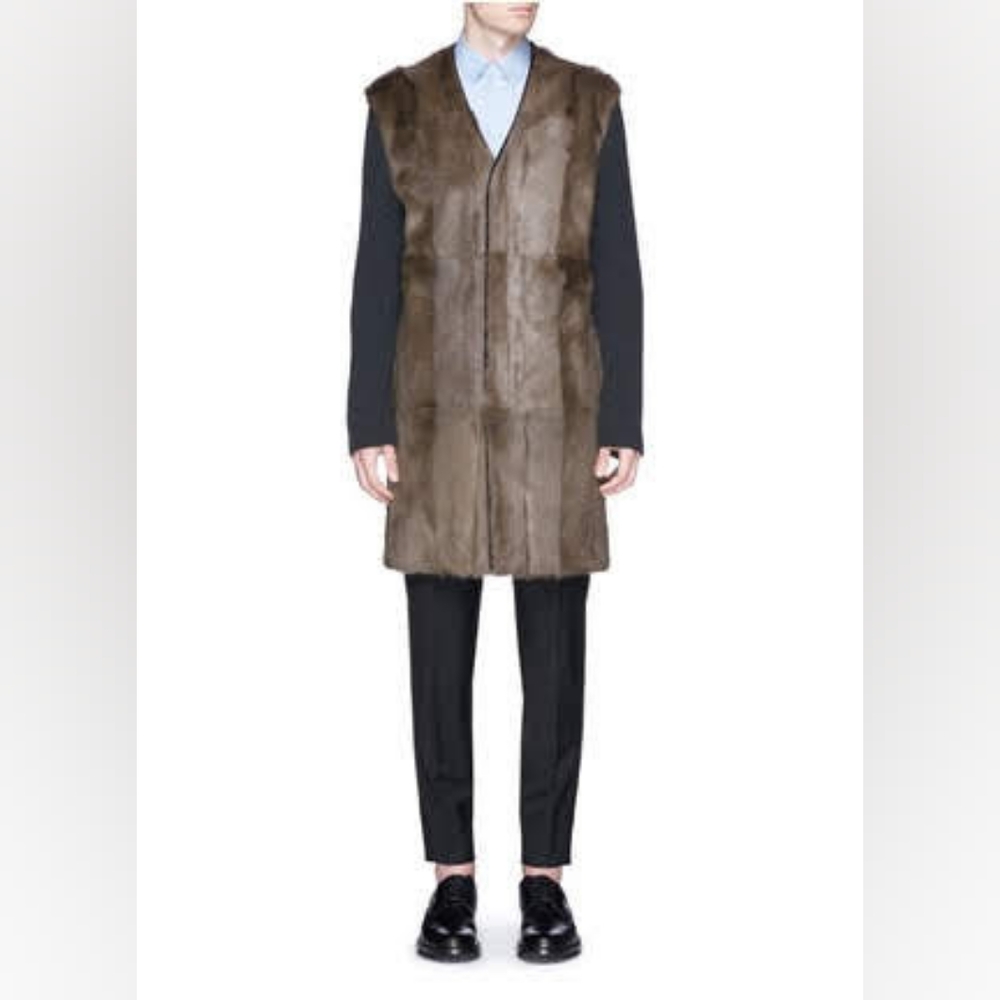 NWT $4995 Marni real goat fur and ribbed wool coat